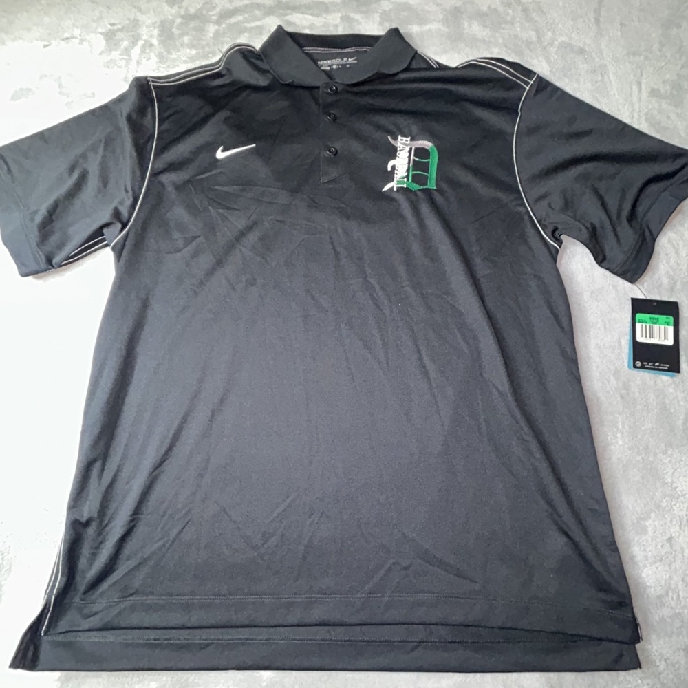 Nike Golf Mens Dri-FIT Polo Shirt Black White  443119-010 Large XL embroidery